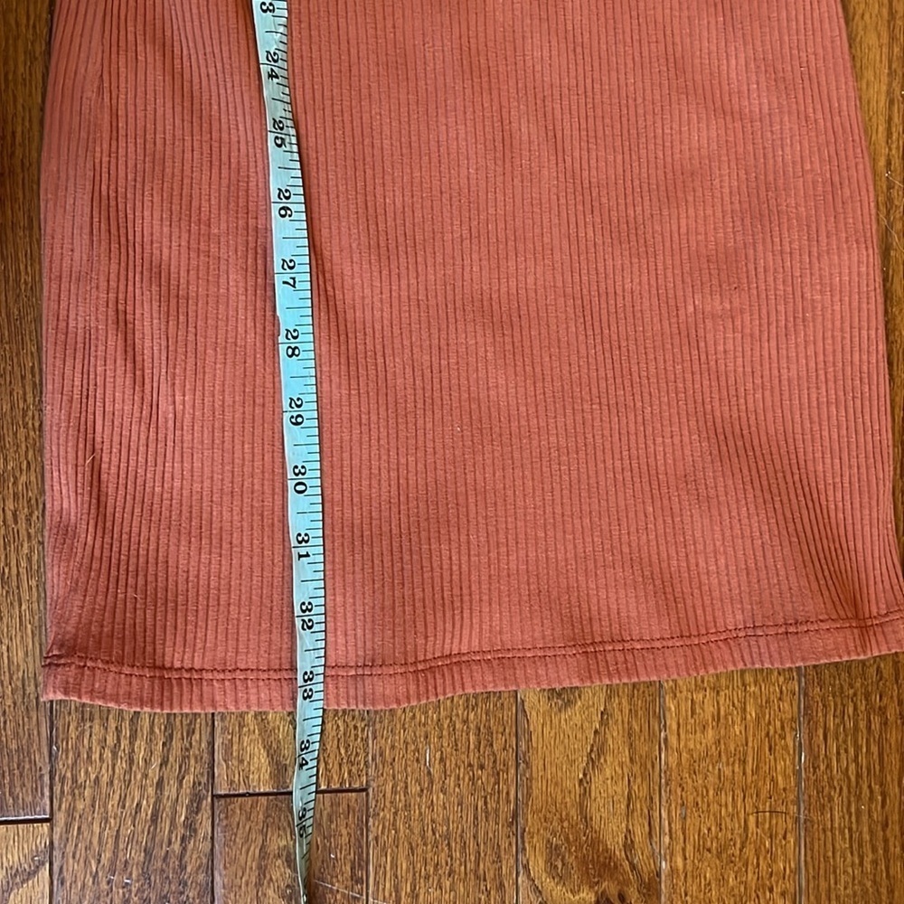 NWT Spell | One Shoulder Ribbed Cotton Mini Dress Burnt Orange Small Boho 70s - Picture 8 of 9